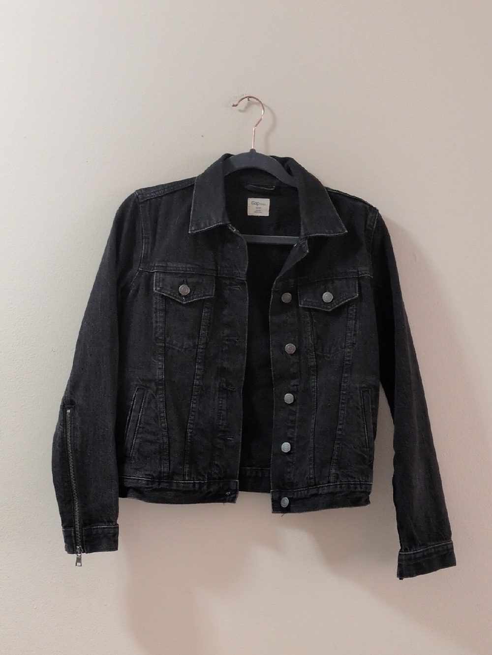 GAP Black Denim Jacket with Label Detail